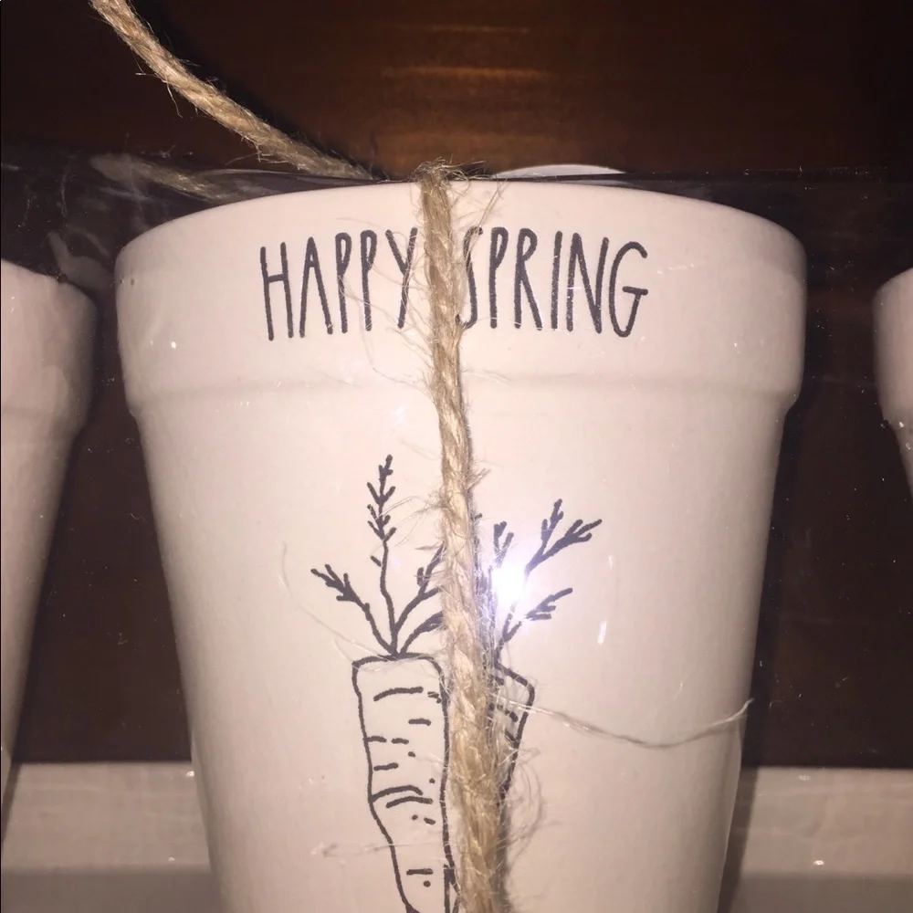 Rae Dunn Easter planter 3 pots with drainage holes and tray all ceramic - Picture 3 of 6